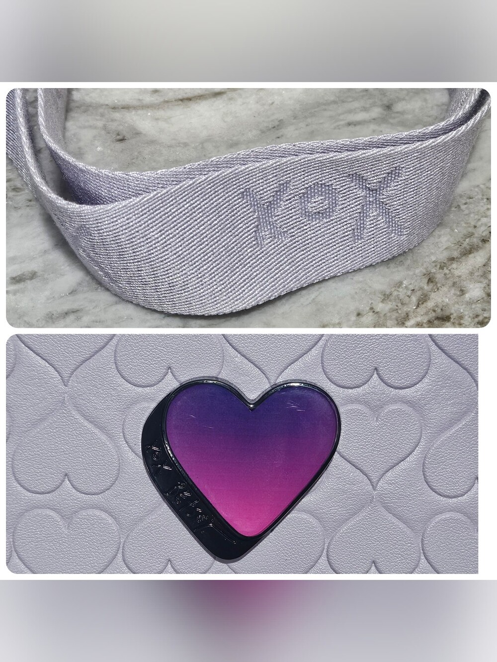 Betsey Johnson Heart Quilted Lavender Crossbody bag with Detachable Pouch - Picture 8 of 12
